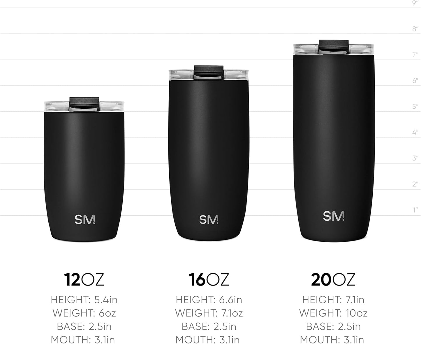 Travel Coffee Mug Tumbler with Flip Lid | Reusable Insulated Stainless Steel Cold Brew Iced Coffee Cup Thermos | Gifts for Women Men Him Her | Voyager Collection | 16Oz | Checkmate