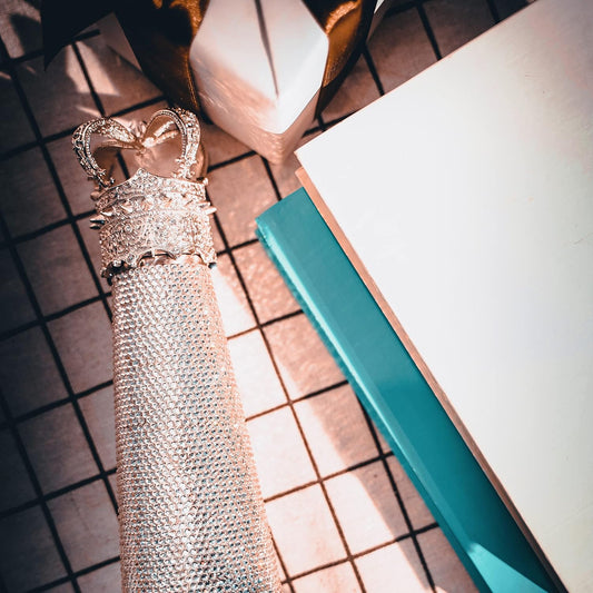 Bling Water Bottle Rhinestone Diamond Water Bottle Reusable Insulated Stainless Steel Bling Premium Aesthetic Gift (Princess, Silver)