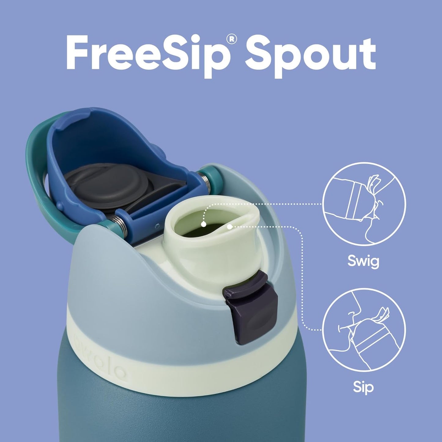 Freesip Insulated Stainless Steel Water Bottle with Straw, Bpa-Free Sports Water Bottle, Great for Travel, 32 Oz, Denim