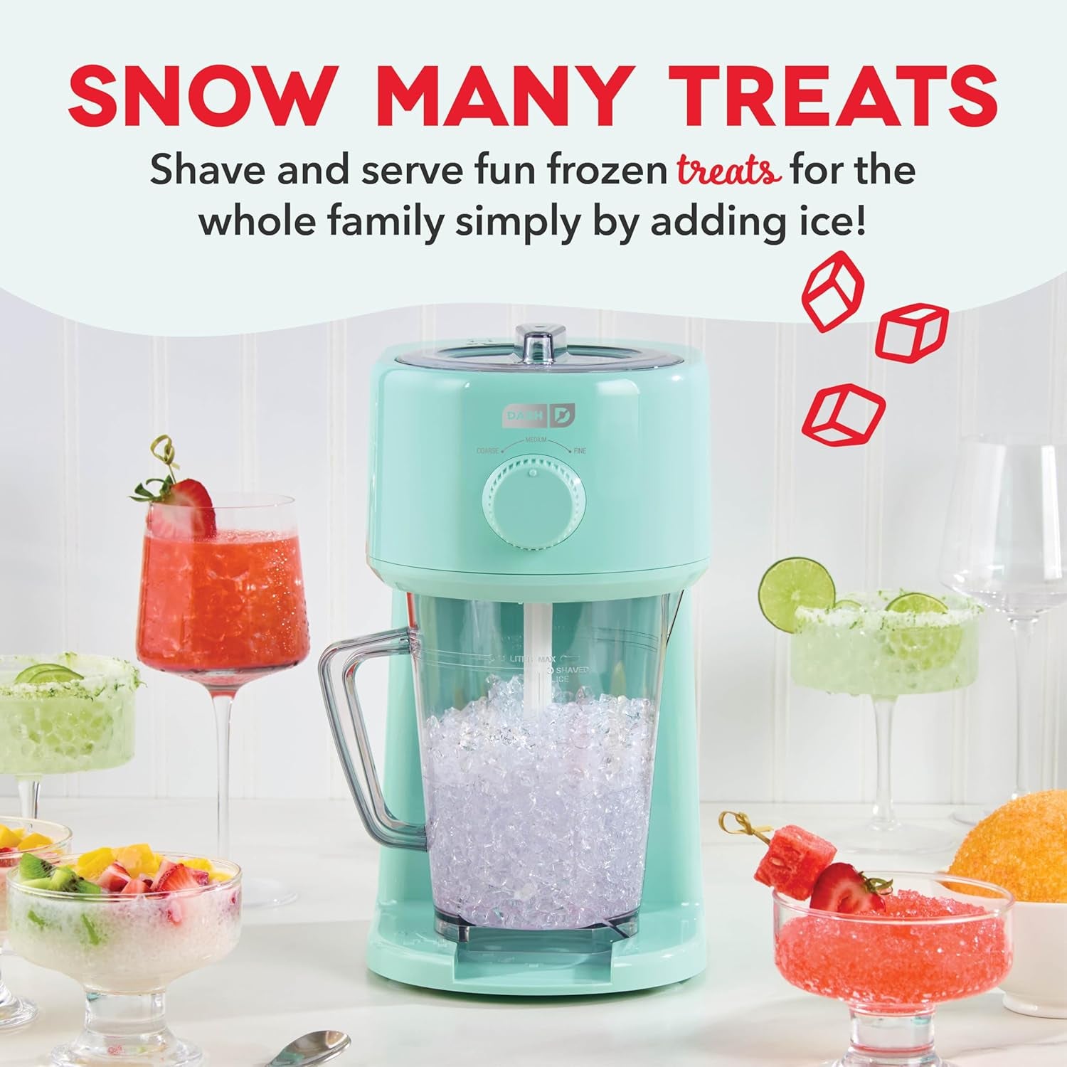 Deluxe Shaved Ice & Slushy Maker with Serving Pitcher, 1L, Multi-Purpose Ice Shaver Machine for Homemade Shaved Ice, Snow Cones, Slushies, Cocktails & More - Aqua