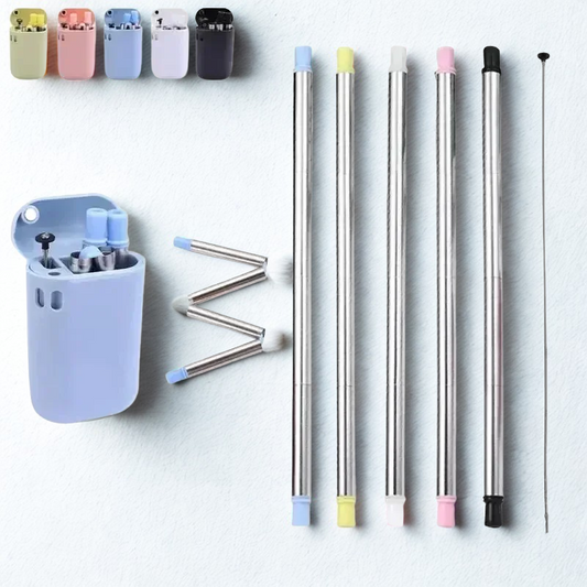 Portable Stainless Steel Folding Straw – Silicone Tip
