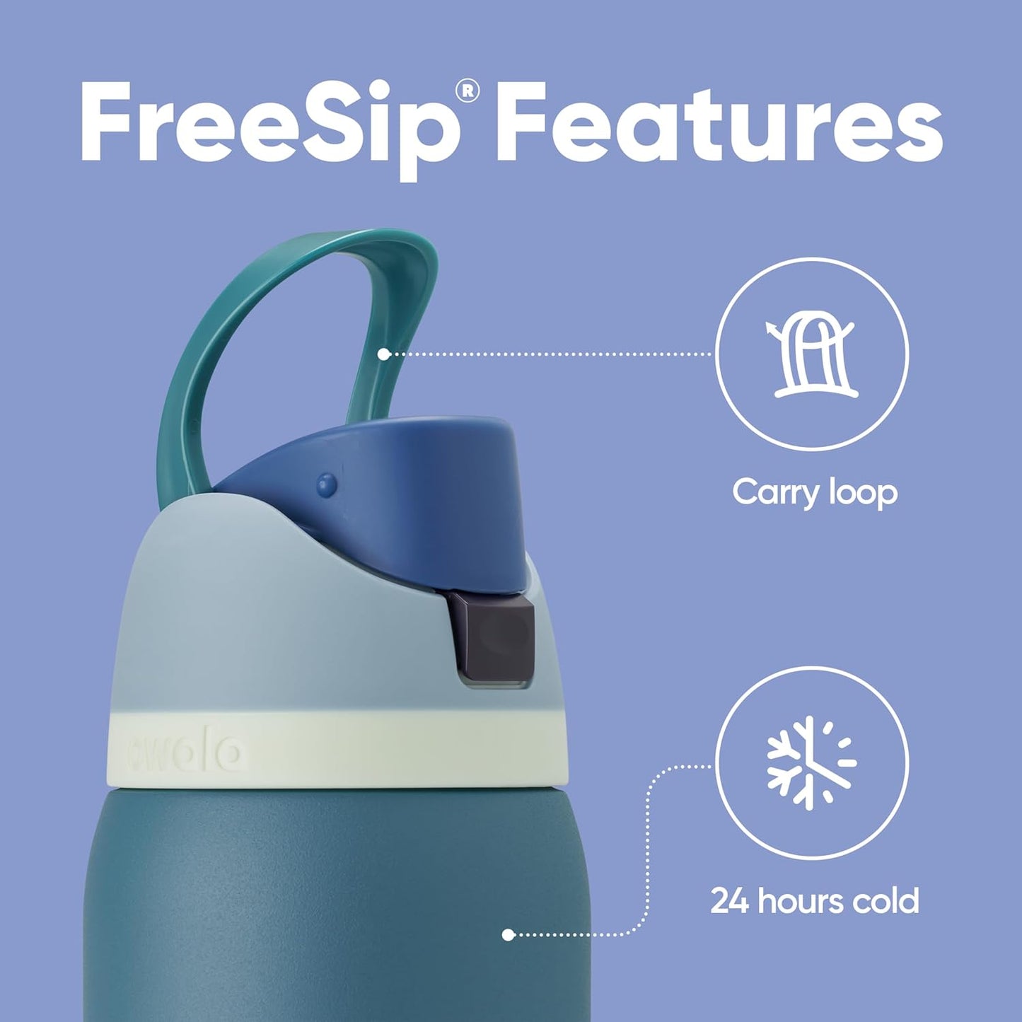 Freesip Insulated Stainless Steel Water Bottle with Straw, Bpa-Free Sports Water Bottle, Great for Travel, 32 Oz, Denim