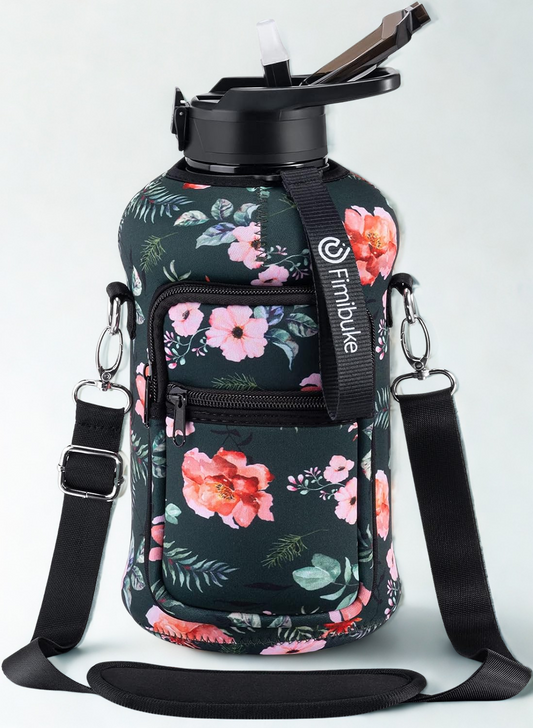 64 Oz Half-Gallon Water Bottle– With Sleeve