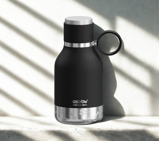 33 Oz Travel Pet Water Bottle – Stainless Steel with Bowl