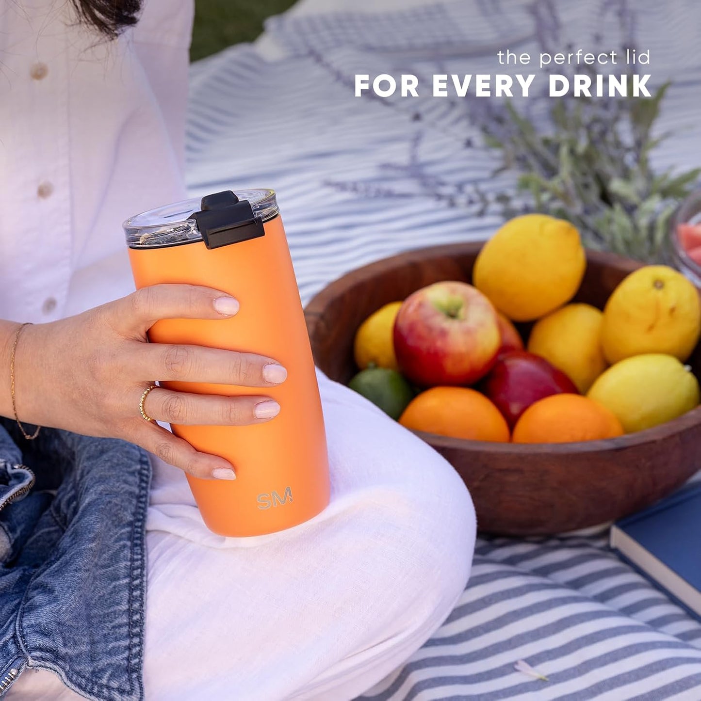 Travel Coffee Mug Tumbler with Flip Lid | Reusable Insulated Stainless Steel Cold Brew Iced Coffee Cup Thermos | Gifts for Women Men Him Her | Voyager Collection | 16Oz | Checkmate