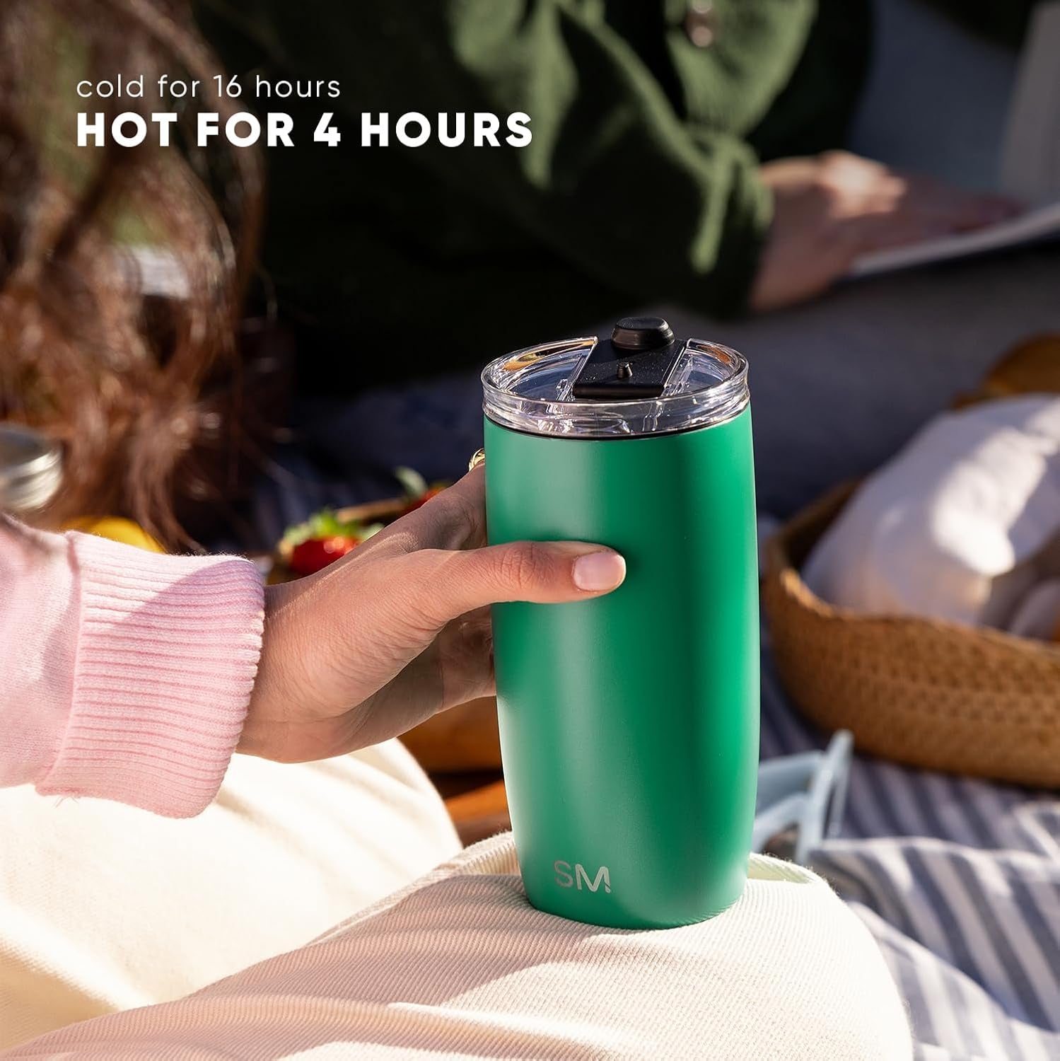 Travel Coffee Mug Tumbler with Flip Lid | Reusable Insulated Stainless Steel Cold Brew Iced Coffee Cup Thermos | Gifts for Women Men Him Her | Voyager Collection | 16Oz | Checkmate