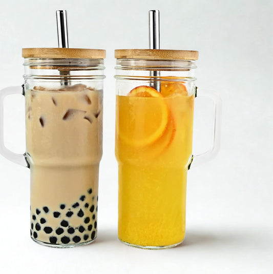 2-Pack 24 Oz Glass Tumblers – Bamboo Lids
