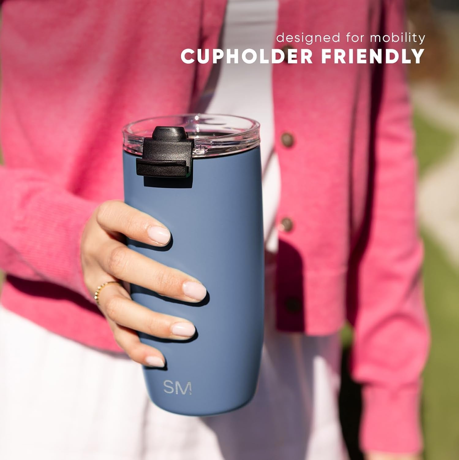 Travel Coffee Mug Tumbler with Flip Lid | Reusable Insulated Stainless Steel Cold Brew Iced Coffee Cup Thermos | Gifts for Women Men Him Her | Voyager Collection | 16Oz | Checkmate