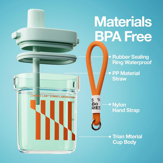 Portable Flat Water Bottle (24 Oz,700Ml) with Straw,Bpa Free Tritan,Leak Proof,Light Weight,For Travel,Gym,Fitness,Work,Camping Etc,Green&Red