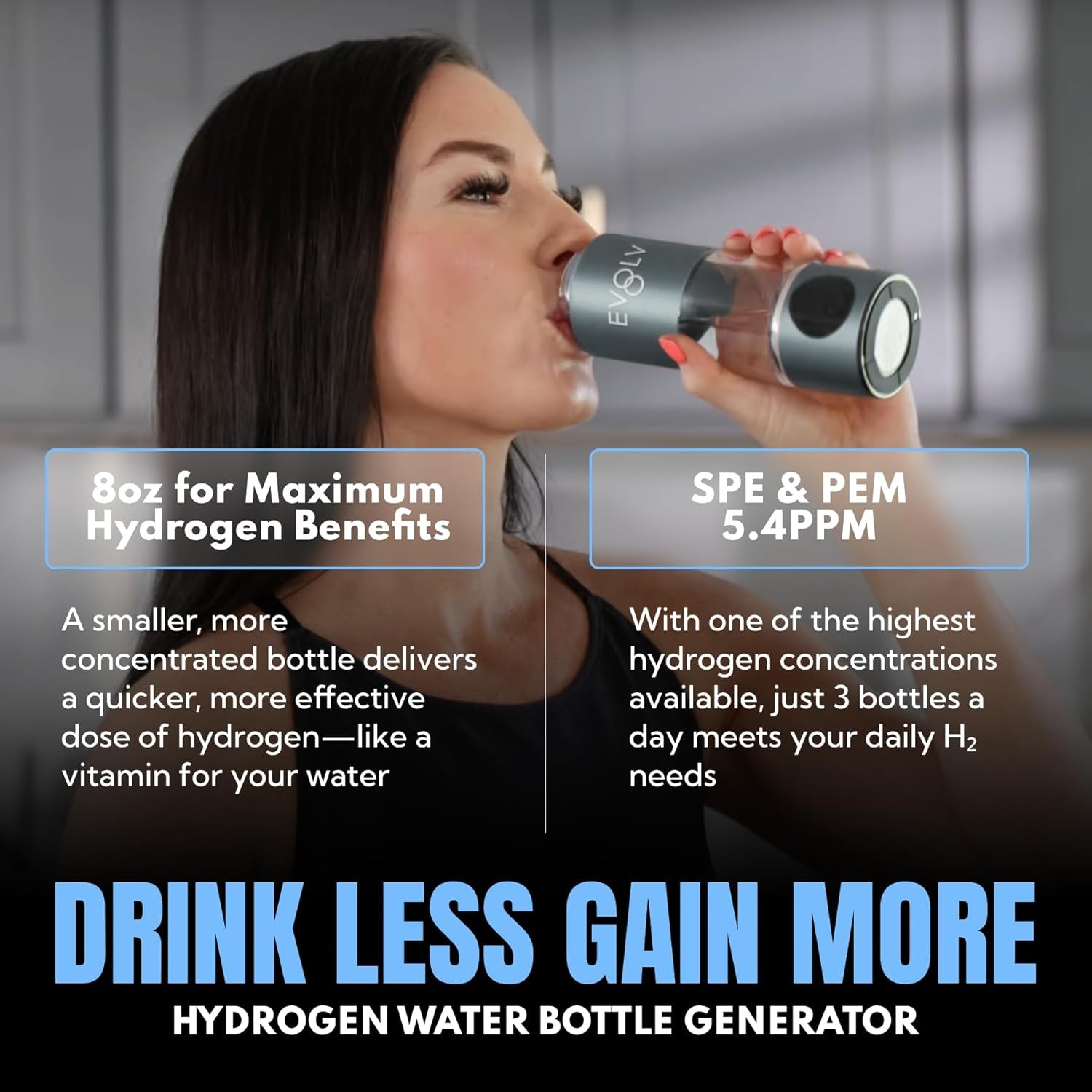 Hydrogen Water Bottle Generator – SPE & PEM Water Ionizer 5.4PPM, Highest H2 Concentration – Portable 8Oz Hydrogenated Water Bottle – Leak-Proof Hydrogen Water Machine, Easy to Use – Carbon