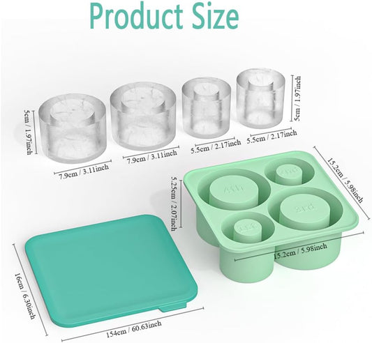 Ice Cube Tray for 40Oz Tumbler, 4 Pcs Silicone Hollow Cylinder Ice Mold with Lid and Bin for Freezer, Ice Drink, Juice, Whiskey, Cocktail, 20Oz, 30Oz, 40Oz
