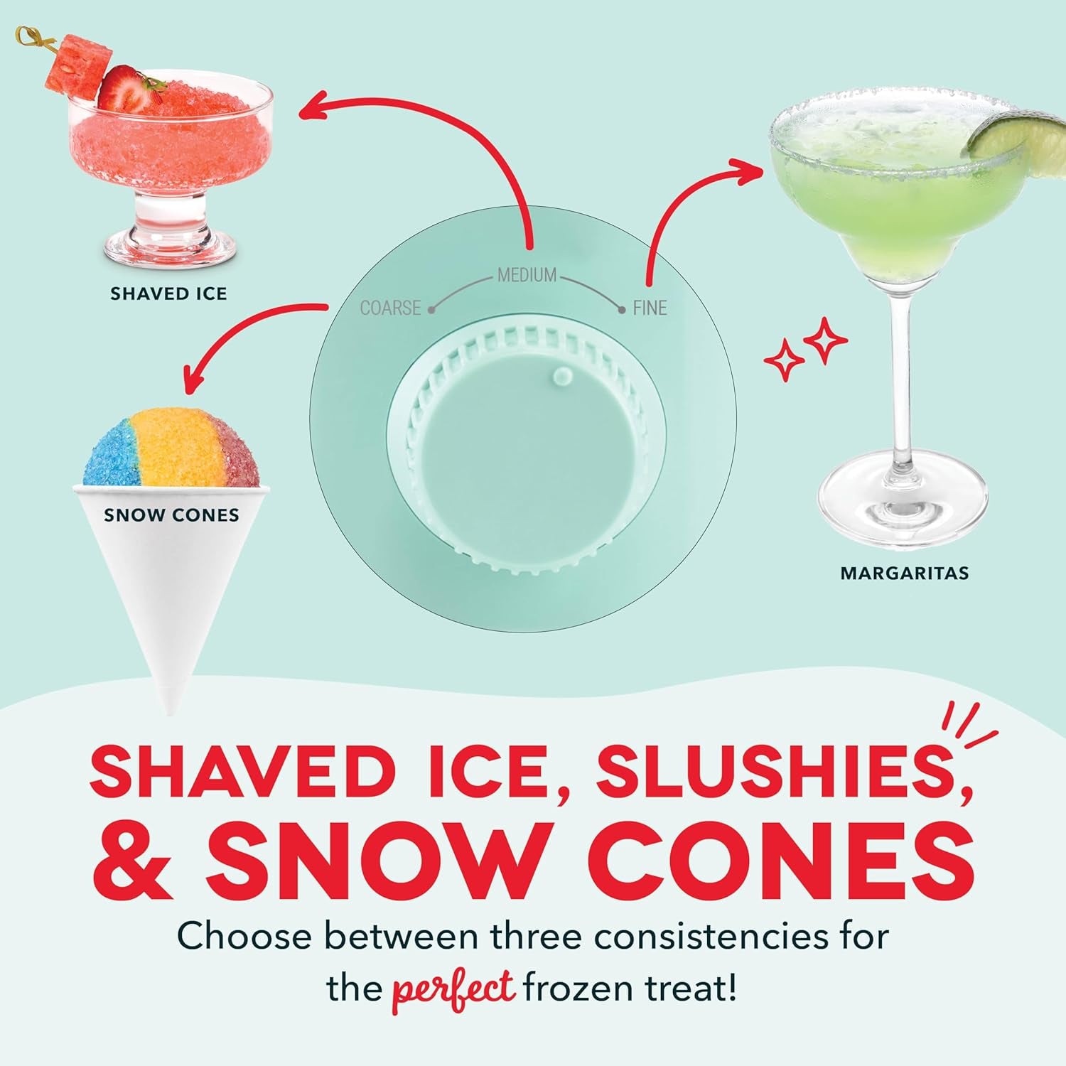 Deluxe Shaved Ice & Slushy Maker with Serving Pitcher, 1L, Multi-Purpose Ice Shaver Machine for Homemade Shaved Ice, Snow Cones, Slushies, Cocktails & More - Aqua