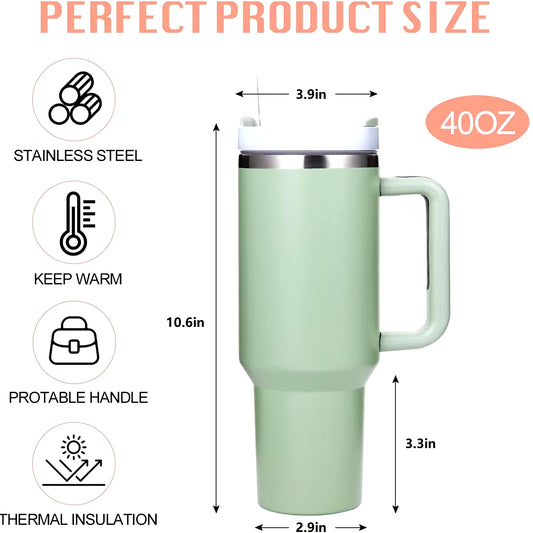 Insulated Tumbler with Hanlde 1200Ml Metal Stainless Steel Vacuum Portable Straw Cup Large Thermal Mug for Hot and Cold Coffee