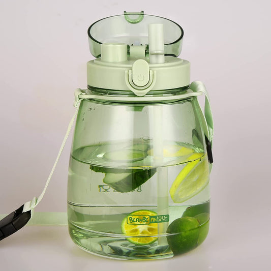 Girls Water Bottles for School, Upgrade Aesthetic Water Bottles, Cute Water Bottle with Handle, Water Jug Green