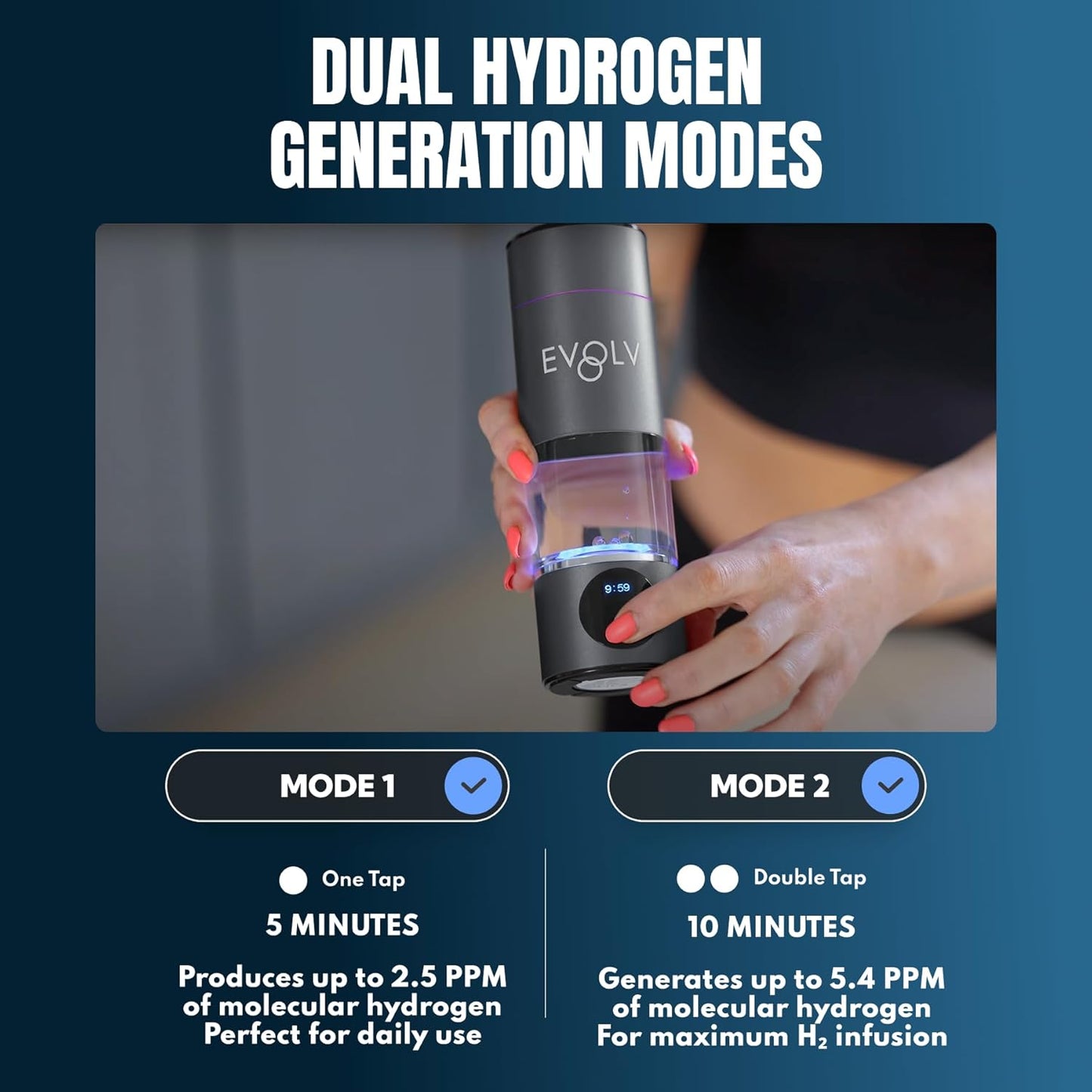 Hydrogen Water Bottle Generator – SPE & PEM Water Ionizer 5.4PPM, Highest H2 Concentration – Portable 8Oz Hydrogenated Water Bottle – Leak-Proof Hydrogen Water Machine, Easy to Use – Carbon