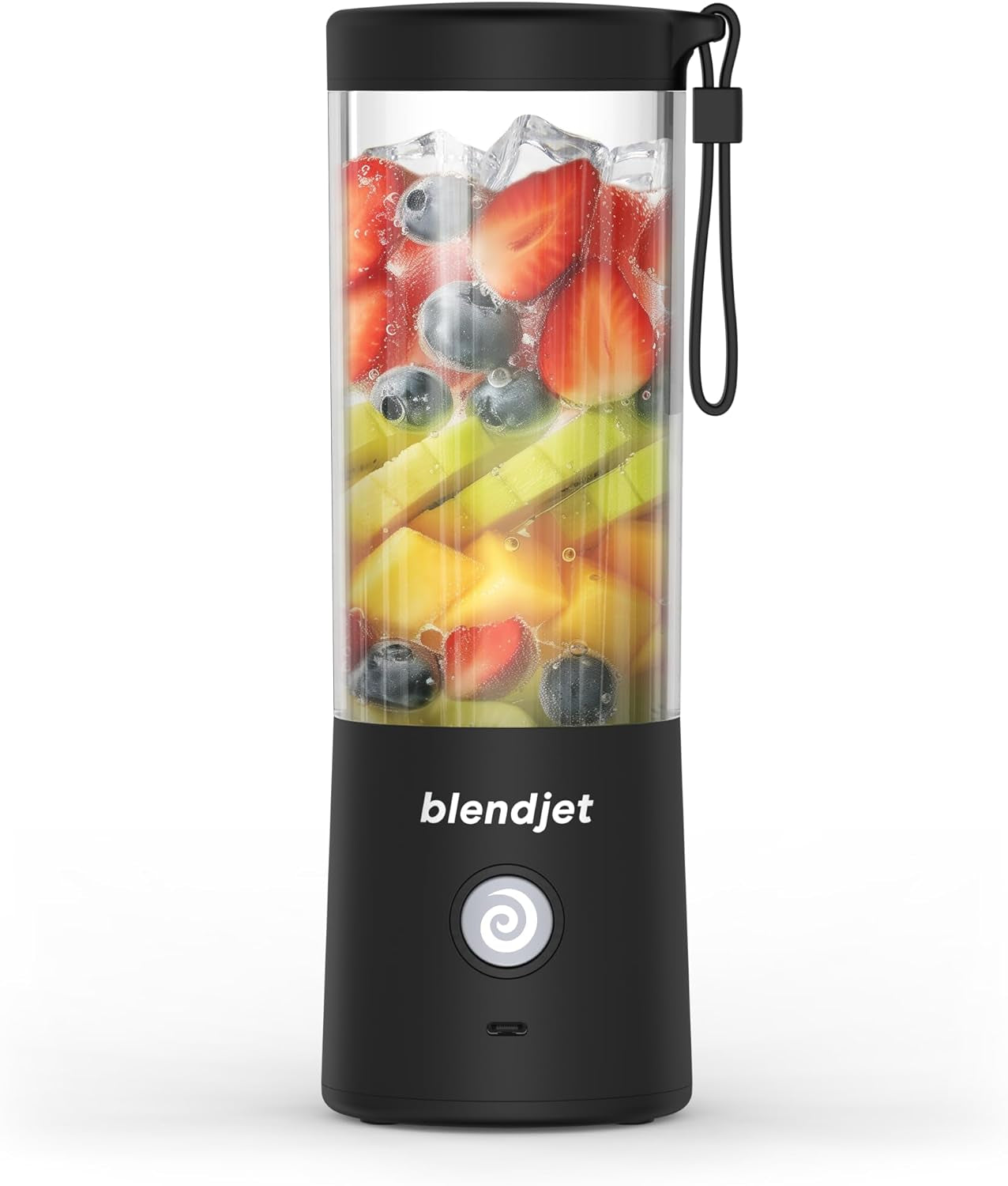 Portable Blender for Smoothies & Shakes - 16Oz  2 Cordless Personal & Small Blender, USB-C Rechargeable & Self Cleaning - Quiet Mini Travel Blender with Stainless Steel Blade (Black)